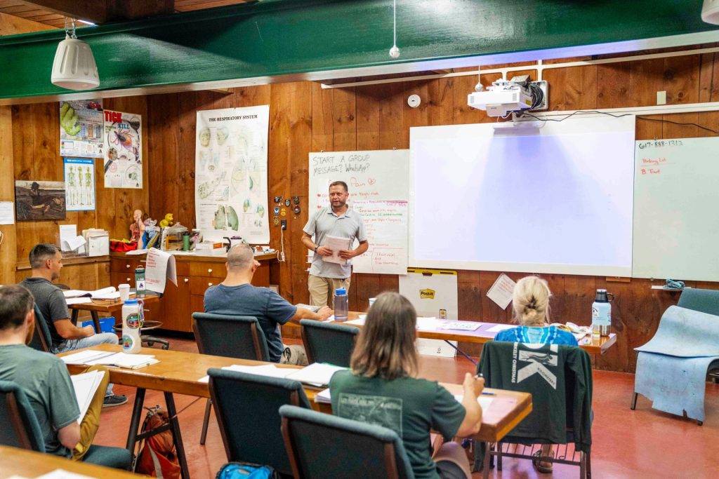 Teacher presents to students in a classroom